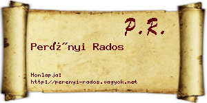 Perényi Rados névjegykártya